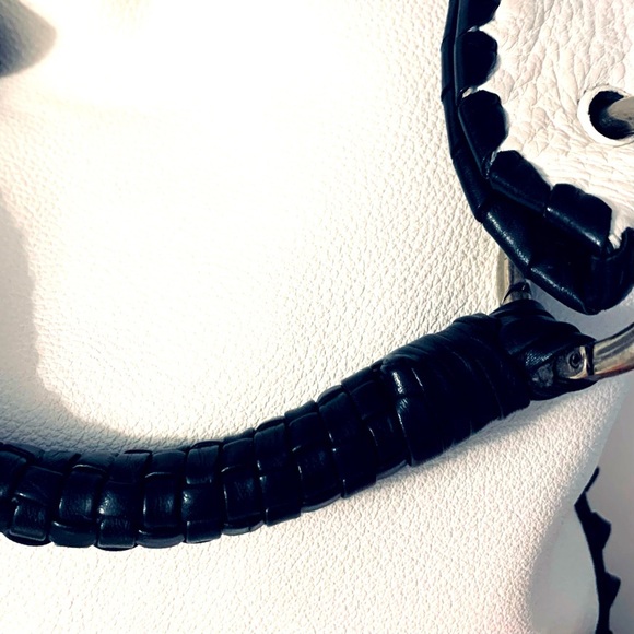 ANTHONY LUCIANO Authentic Leather 
Custom Made Hand Bag, Large White/Black - Picture 8 of 14